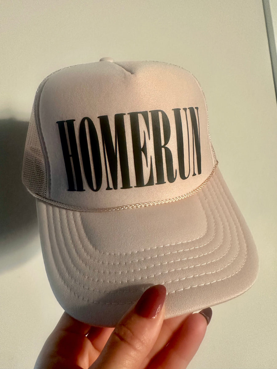 Homerun Black Puff on Khaki Foam Trucker Hat