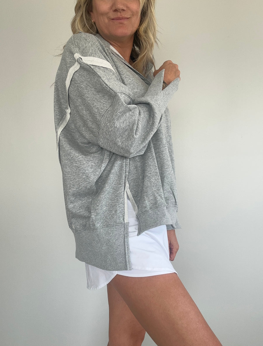 MAYA HENLEY WOMEN'S SWEATSHIRT | HEATHER GRAY