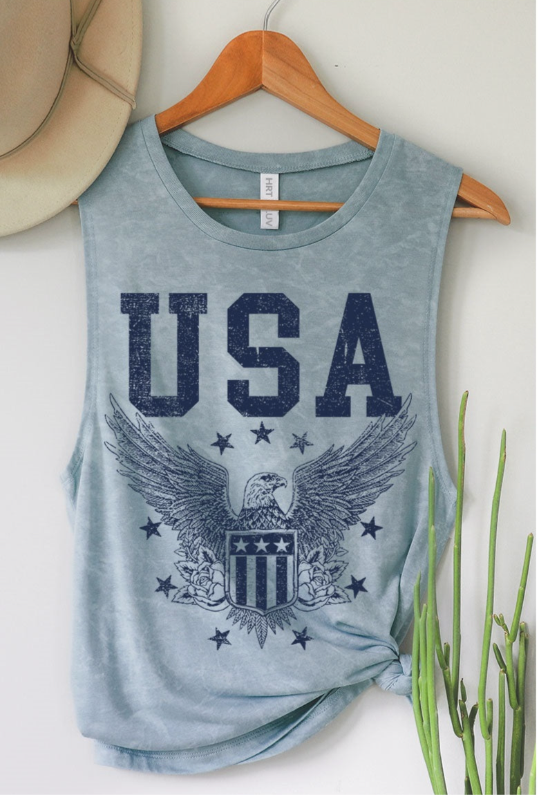 USA GRAPHIC TANK | MINERAL VINTAGE BLUE