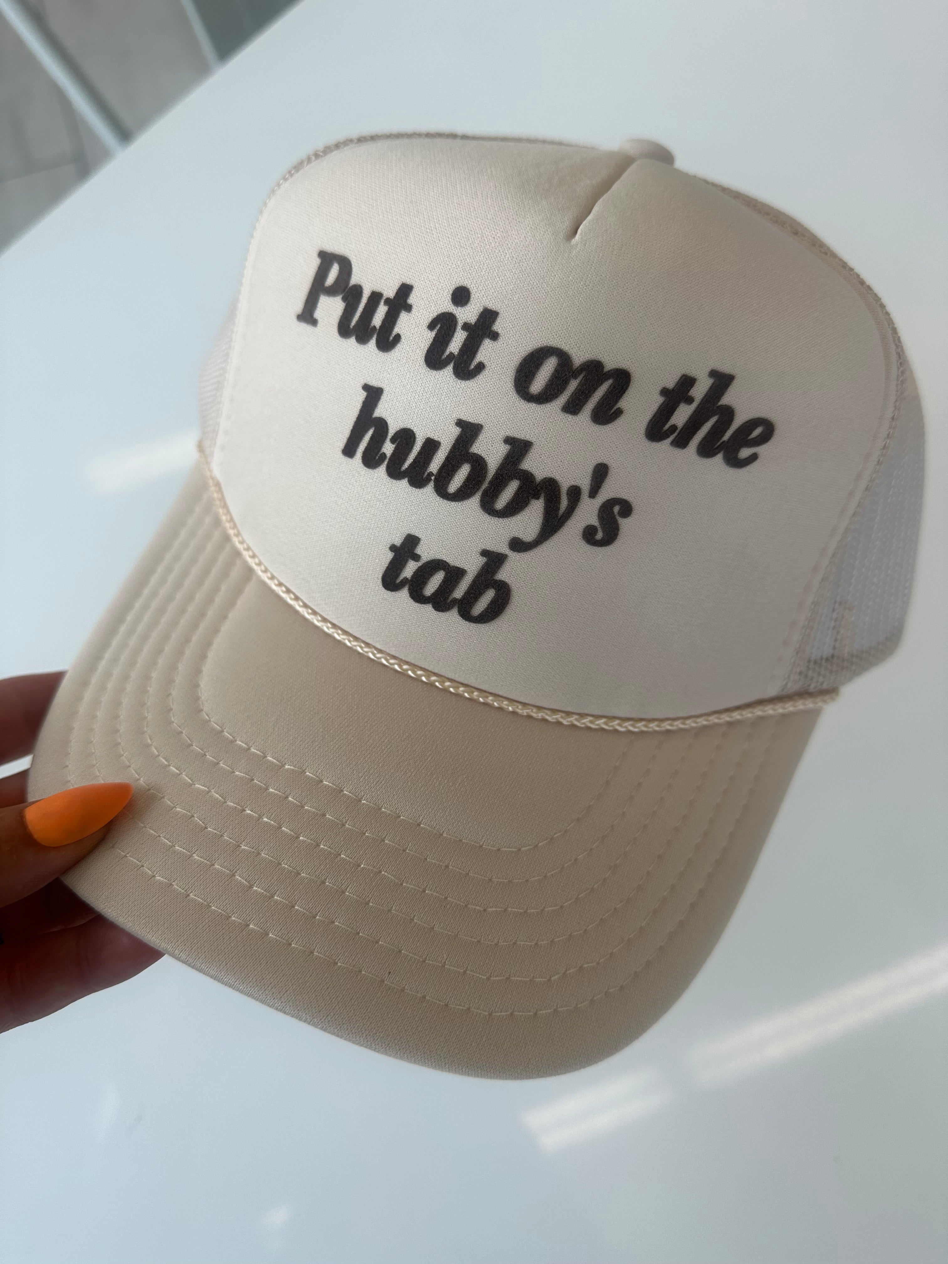 PUT IT ON MY HUBBY'S TAB FOAM TRUCKER HAT TAN – Little Mango