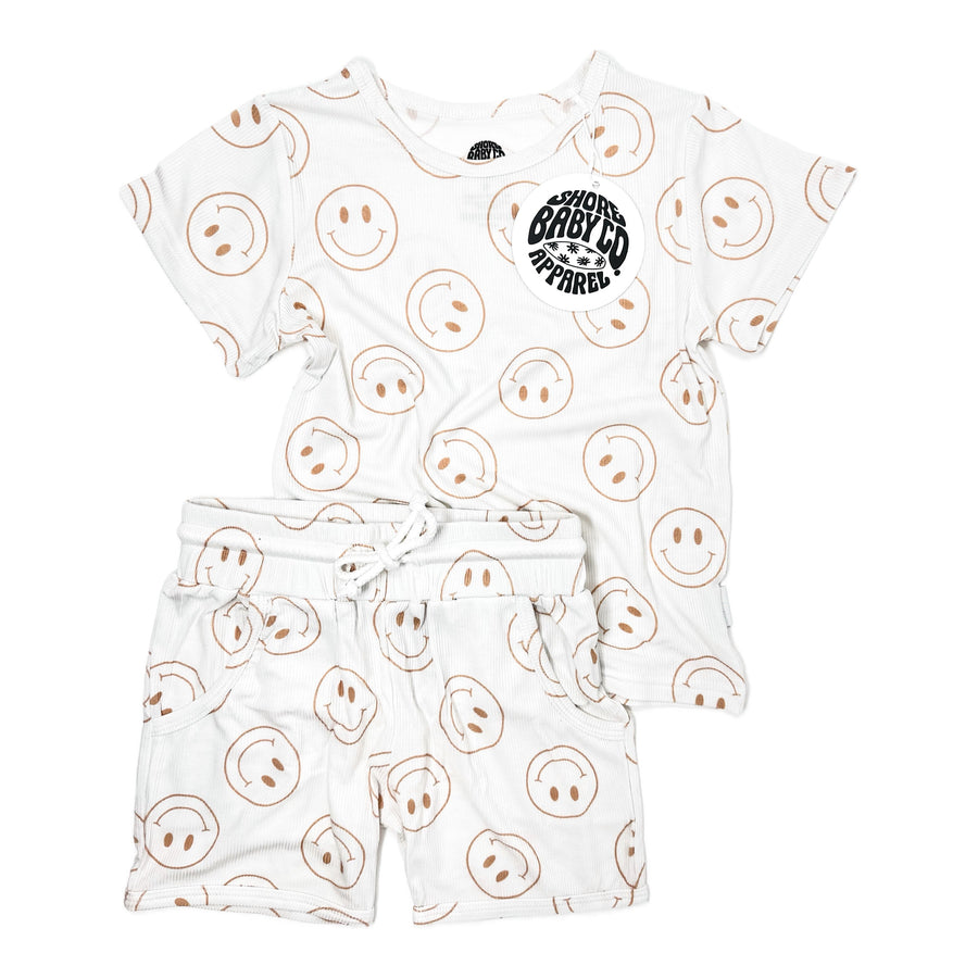 SHORE BABY Biker Two Piece Set - Camel Smileys (COLLECTIVE)