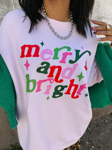 E+E MERRY + BRIGHT WOMEN'S CHRISTMAS SWEATSHIRT