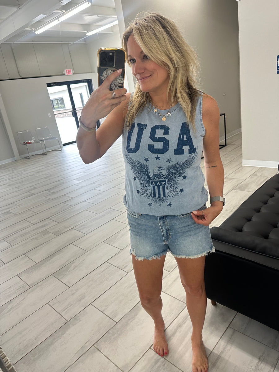 USA GRAPHIC TANK | MINERAL VINTAGE BLUE