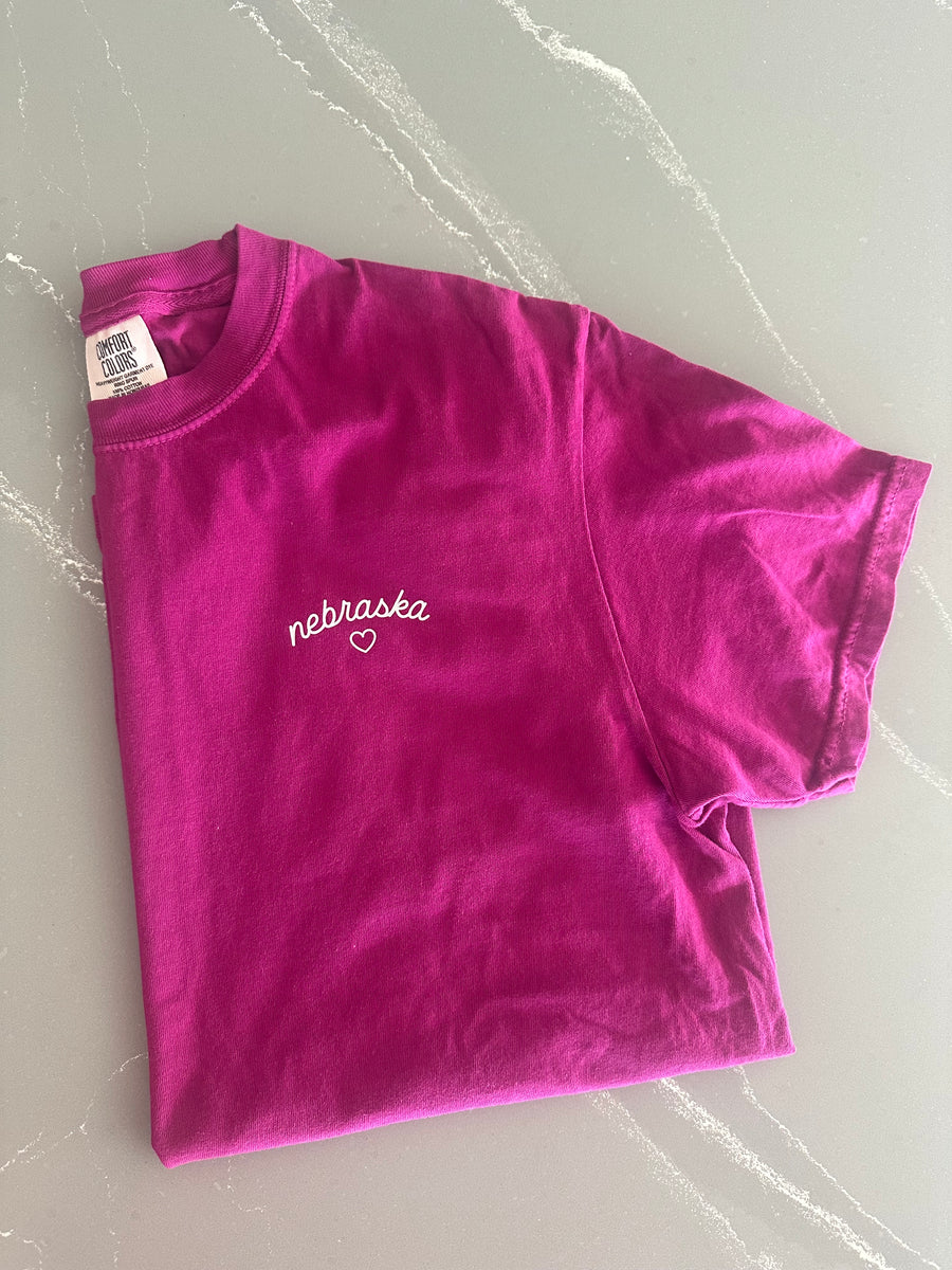 H+H Nebraska Heart Pocket Tee | Boysenberry