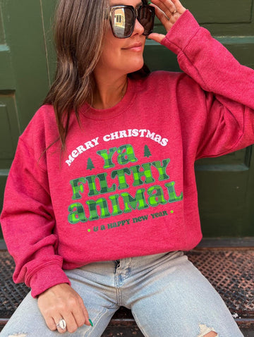 O+O YA FILTHY ANIMAL WOMEN'S SWEATSHIRT | RED