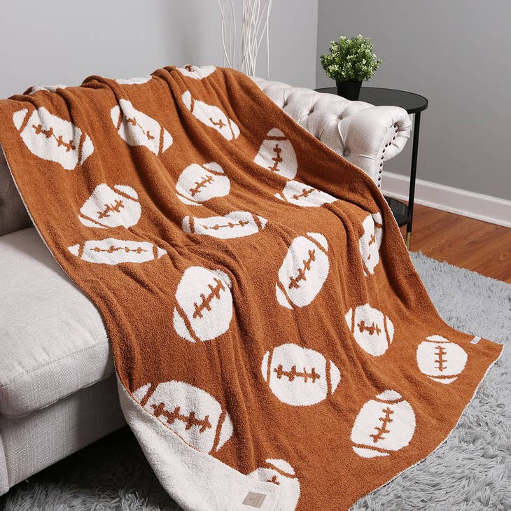 FOOTBALL PLUSH BLANKET | BROWN