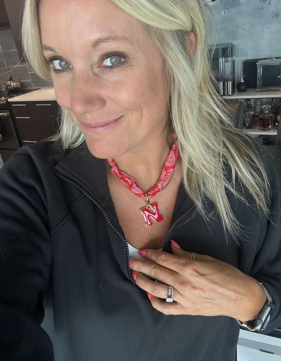 NEBRASKA HUSKERS LOGO BANDANA SCARF NECKLACE