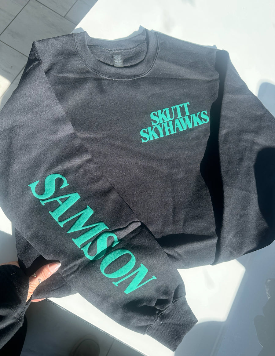 (PRE-ORDER) CUSTOM SHOP POCKET + SLEEVE PUFF PRINT SWEATSHIRT