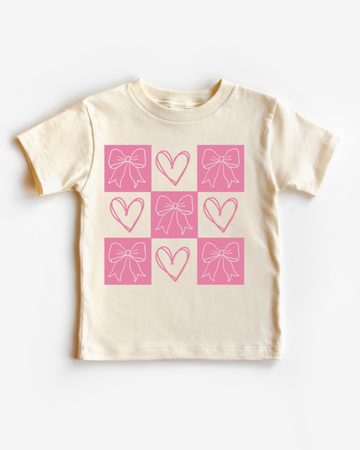 (PRE-ORDER) HAPPY KIDS CO HEART BOWS TEE | CREAM