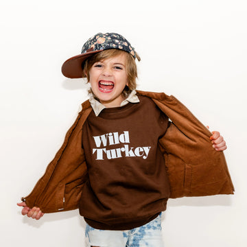 HOLLAND AVE WILD TURKEY KIDS FALL CREWNECK | BROWN