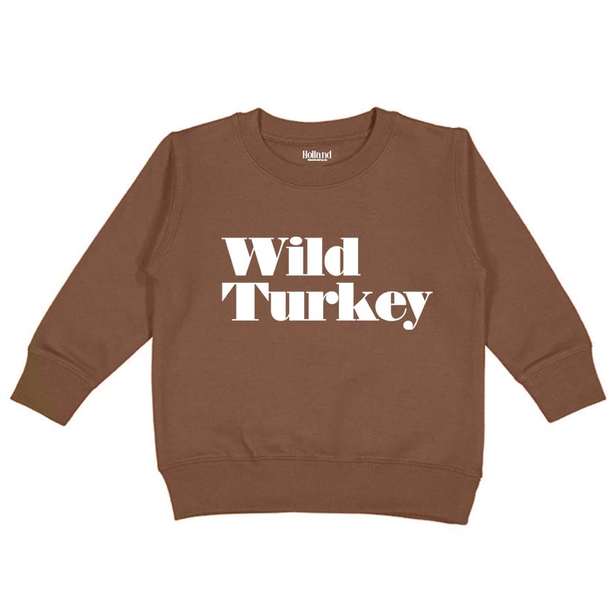 HOLLAND AVE WILD TURKEY KIDS FALL CREWNECK | BROWN