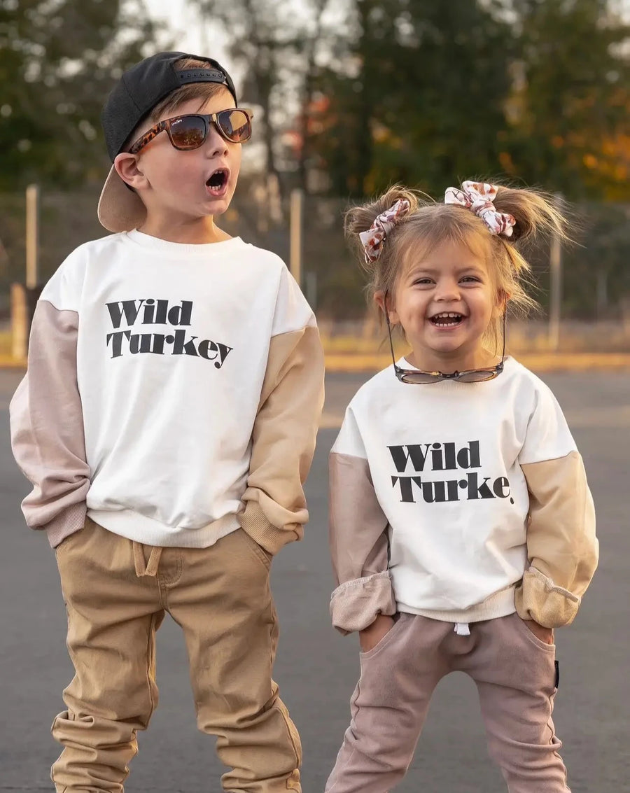 HOLLAND AVE WILD TURKEY KIDS THANKSGIVING CREWNECK | MULTI