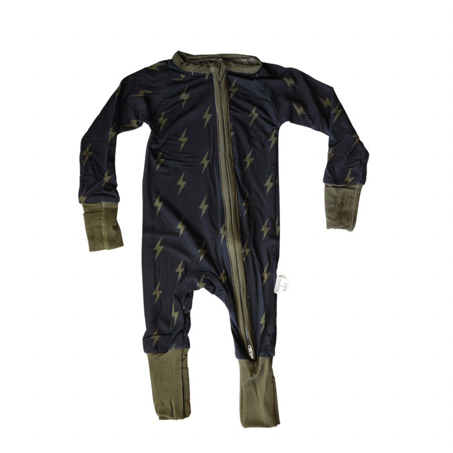 YOUNG + RAD Black Bolt Zipper Jammies (COLLECTIVE)