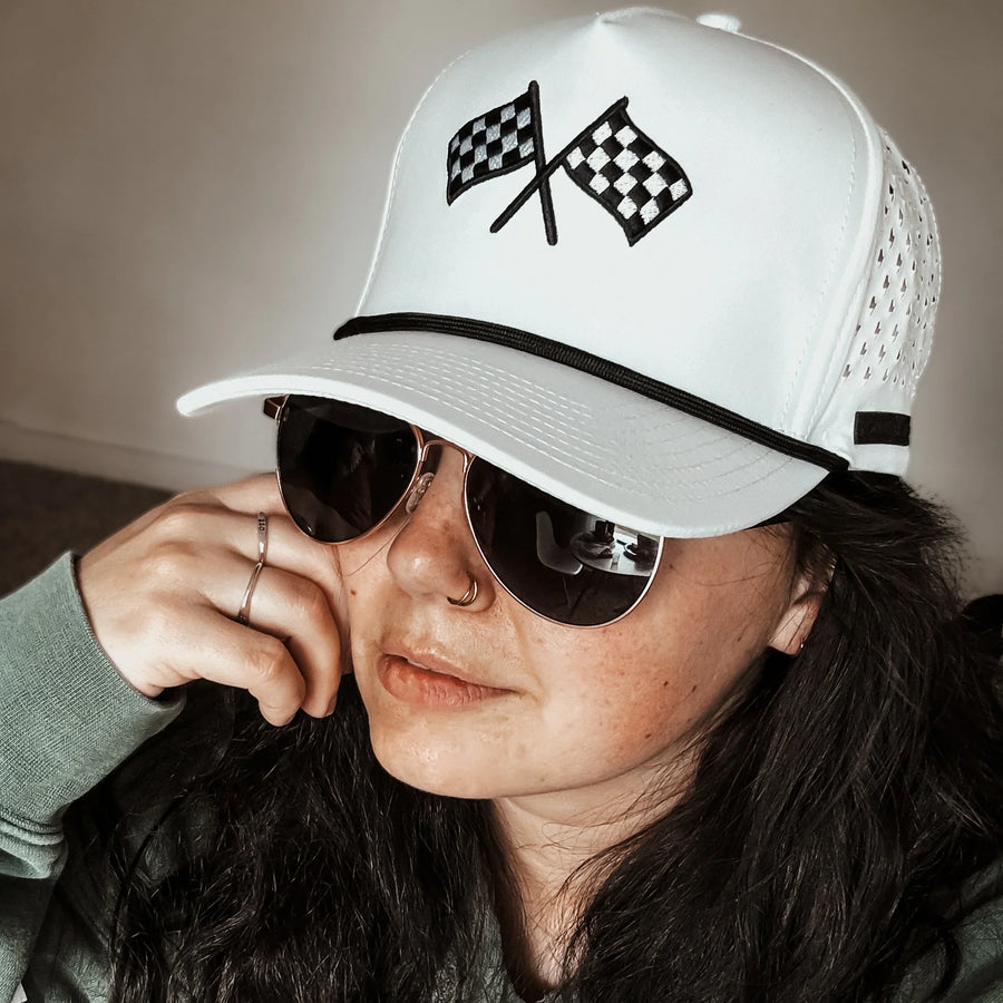 YOUNG + RAD FINISH LINE WHITE ADVENTURE SNAPBACK // (COLLECTIVE)