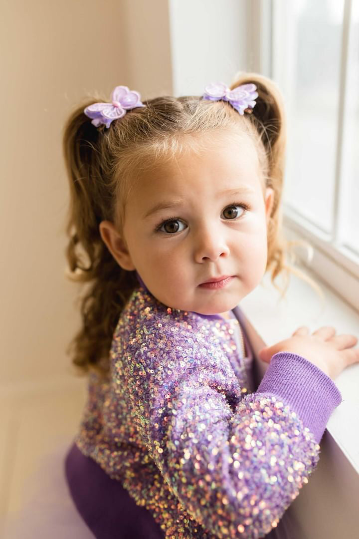 MILA + ROSE SASSY IN SEQUINS GIRLS BOMBER JACKET | PURPLE