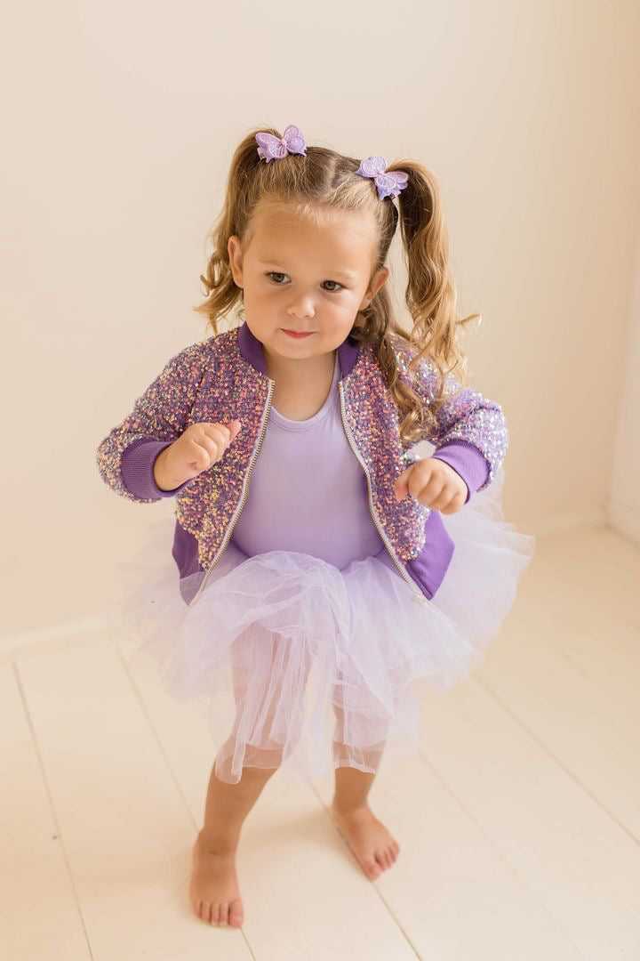 MILA + ROSE SASSY IN SEQUINS GIRLS BOMBER JACKET | PURPLE