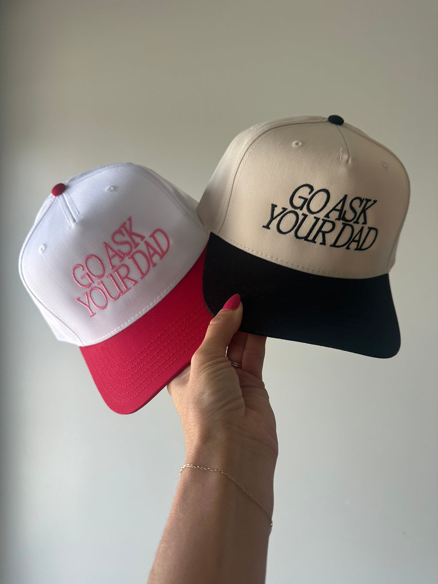 Go Ask Your Dad Trucker Hat | Pink+Red