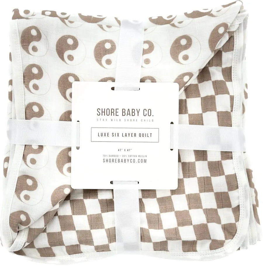 SHORE BABY Luxe Muslin Six Layer Quilt - Tahiti Check x Lennon (COLLECTIVE)