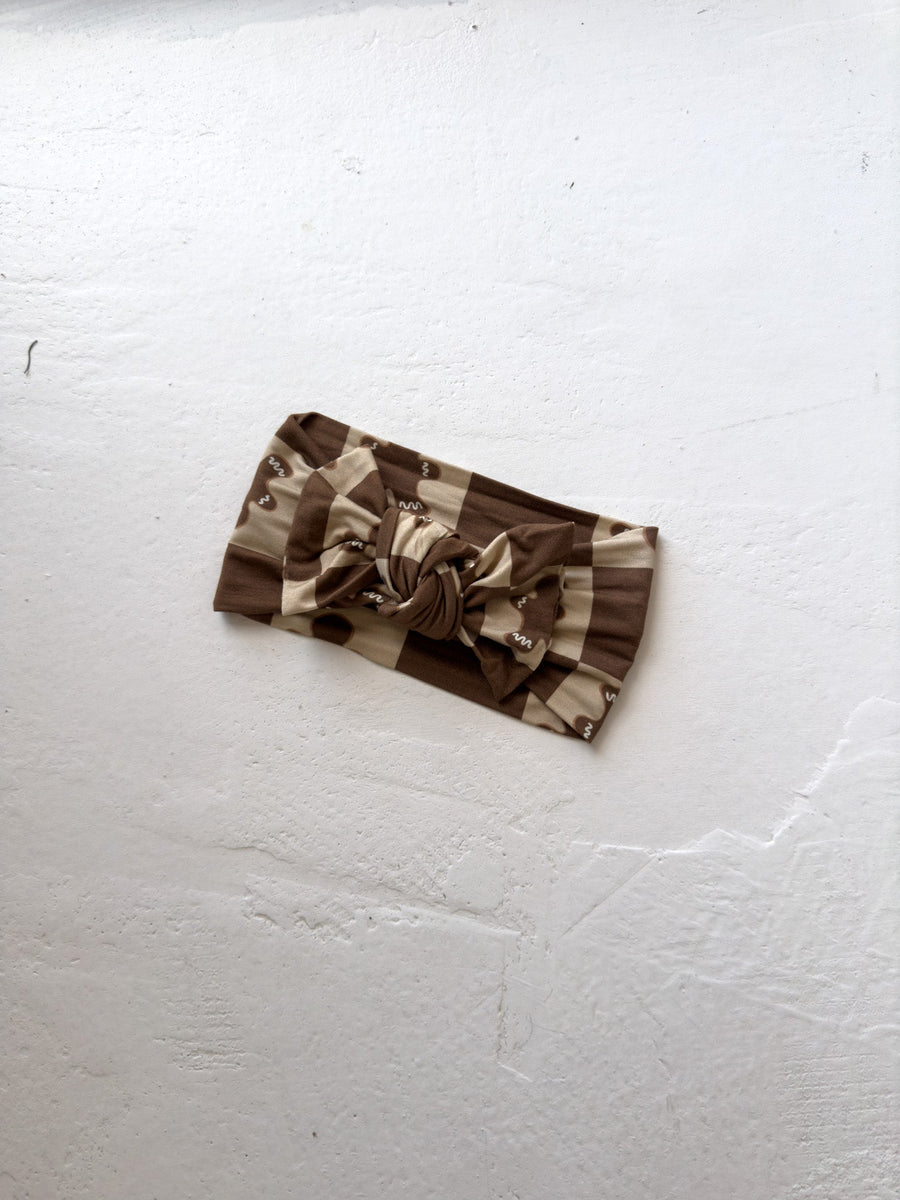 Bamboo Head Wrap | Gingerbread Checkerboard 2024