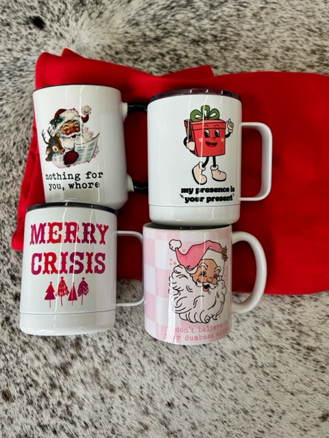 MUGSBY MY PRESENCE IS YOUR PRESENT FUNNY CHRISTMAS TRAVEL CUP