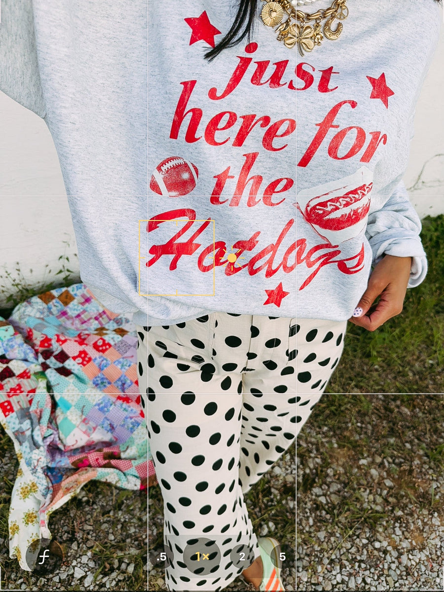 (PRE-ORDER) E+E HERE FOR THE HOTDOGS FOOTBALL SWEATSHIRT | ASH GREY