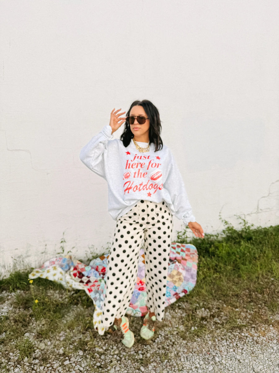 (PRE-ORDER) E+E HERE FOR THE HOTDOGS FOOTBALL SWEATSHIRT | ASH GREY
