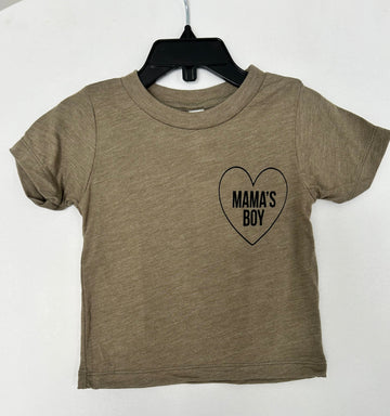 HAPPY KIDS MAMAS BOY MILITARY GREEN TEE | BABY + TODDLER + YOUTH