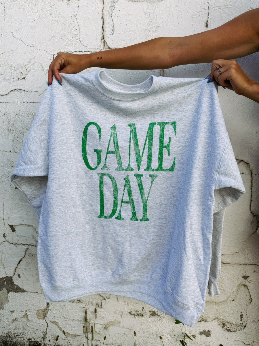 (PRE-ORDER) E+E GAME DAY SWEATSHIRT | ASH GREY / GREEN