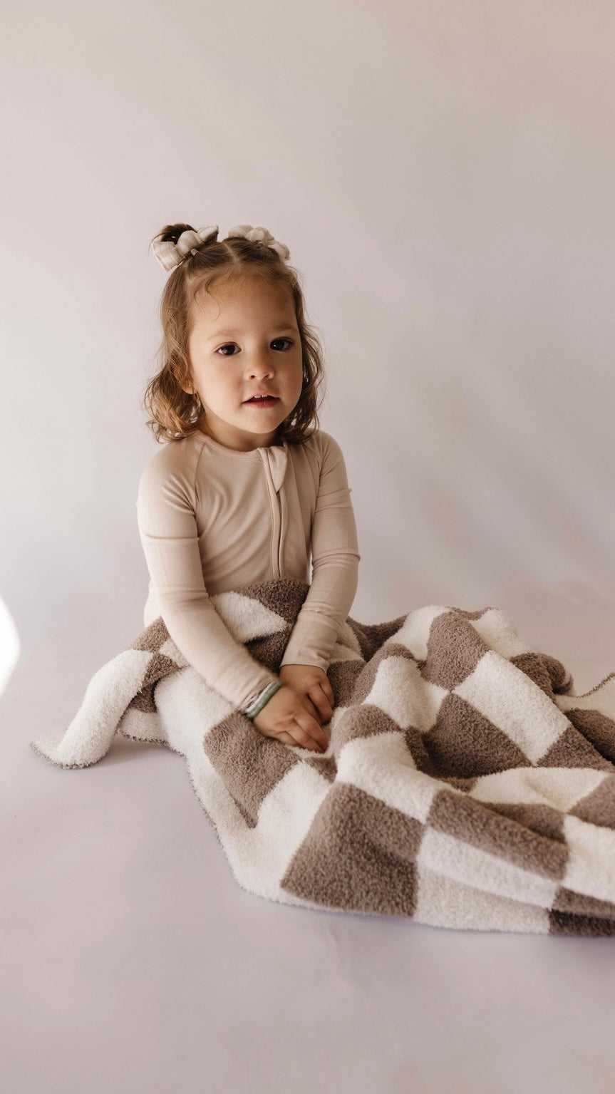 FOREVER FRENCH Mushroom Checkerboard | Plush Blanket (COLLECTIVE)