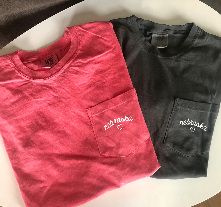 H+H Nebraska Heart Pocket Tee | Pepper