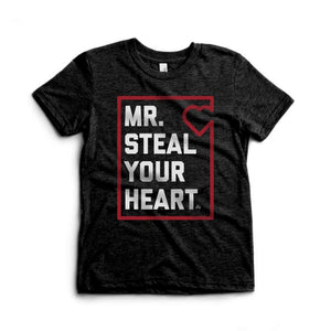 LEDGER MR STEAL YOUR HEART TEE | CHARCOAL BLACK TRI-BLEND WITH RED HEART