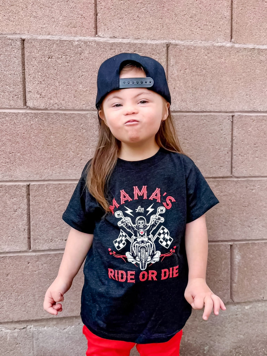 LEDGER MAMA'S RIDE OR DIE TEE | CHARCOAL BLACK