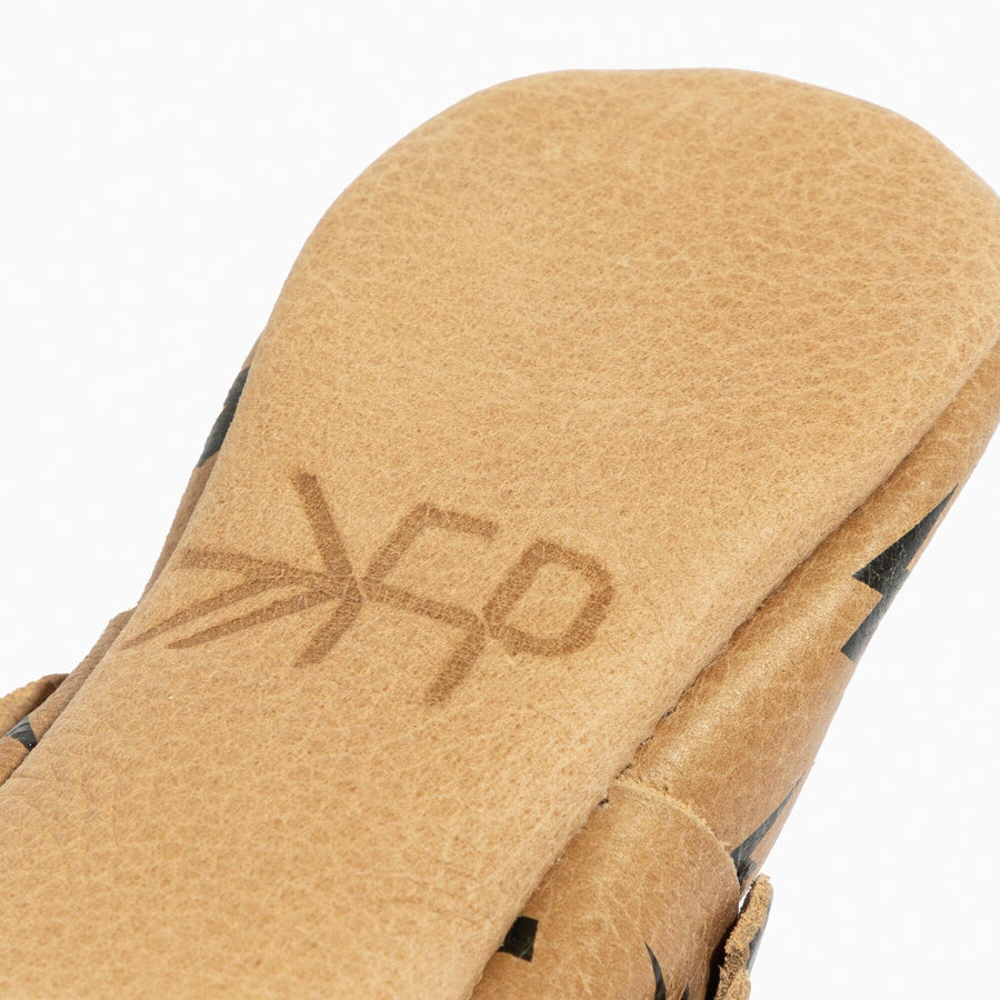 Weathered Brown Lightning Moccasin Baby Shoe