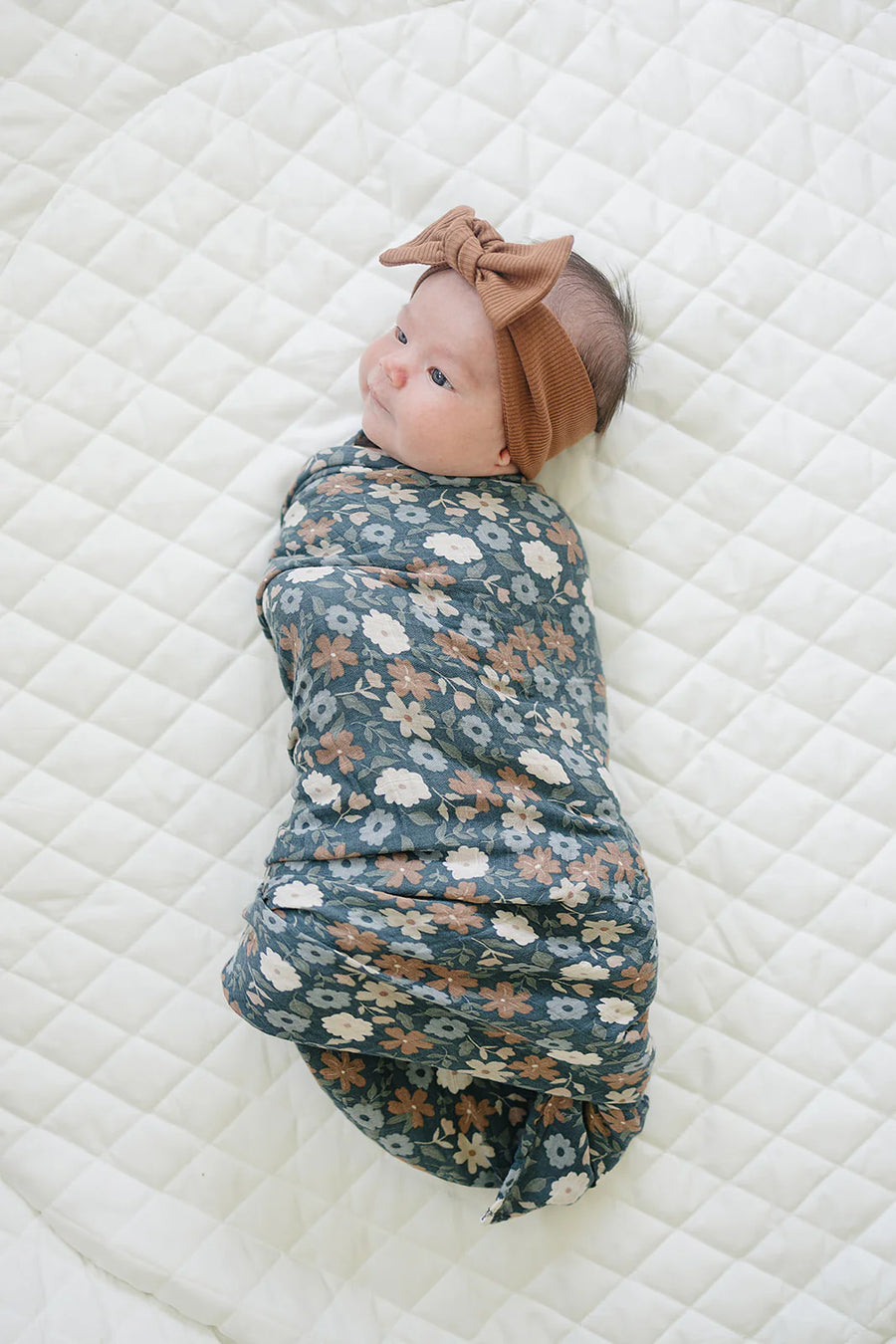 MEBIE BABY MUSLIN SWADDLE BLANKET | MIDNIGHT FLORAL