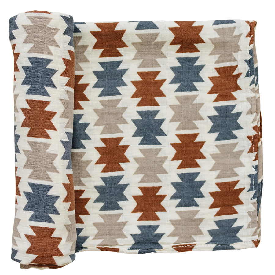 MEBIE BABY MUSLIN SWADDLE BLANKET | WESTERN AZTEC