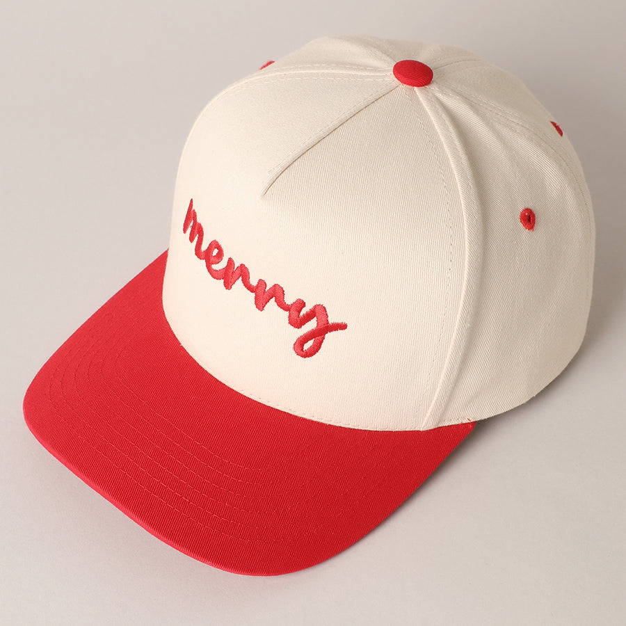 MERRY EMBROIDERED HAT | RED