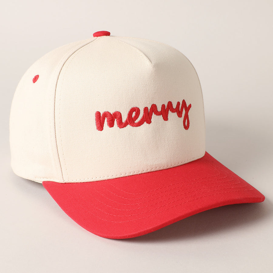 MERRY EMBROIDERED HAT | RED