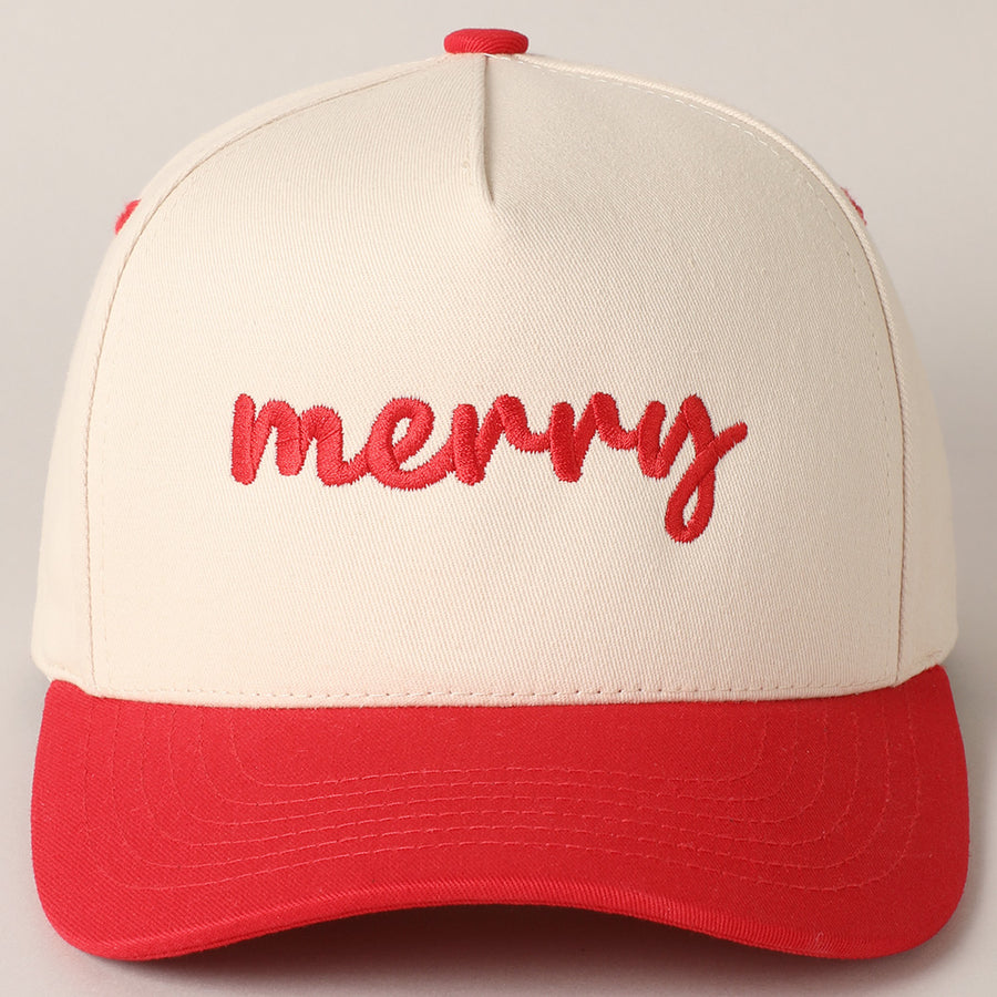 MERRY EMBROIDERED HAT | RED