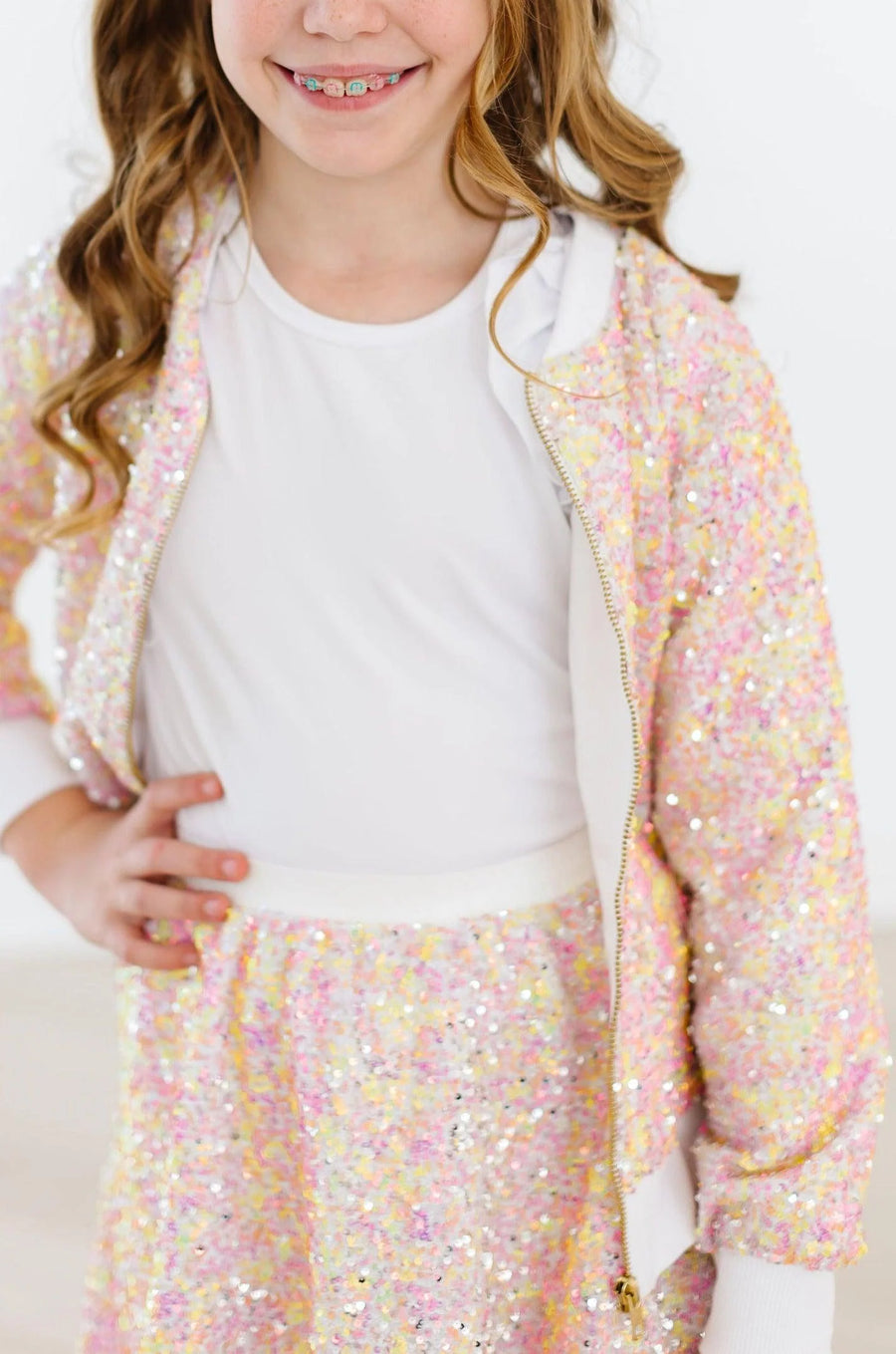 MILA + ROSE SASSY IN SEQUINS GIRLS BOMBER JACKET | SPRING RAINBOW