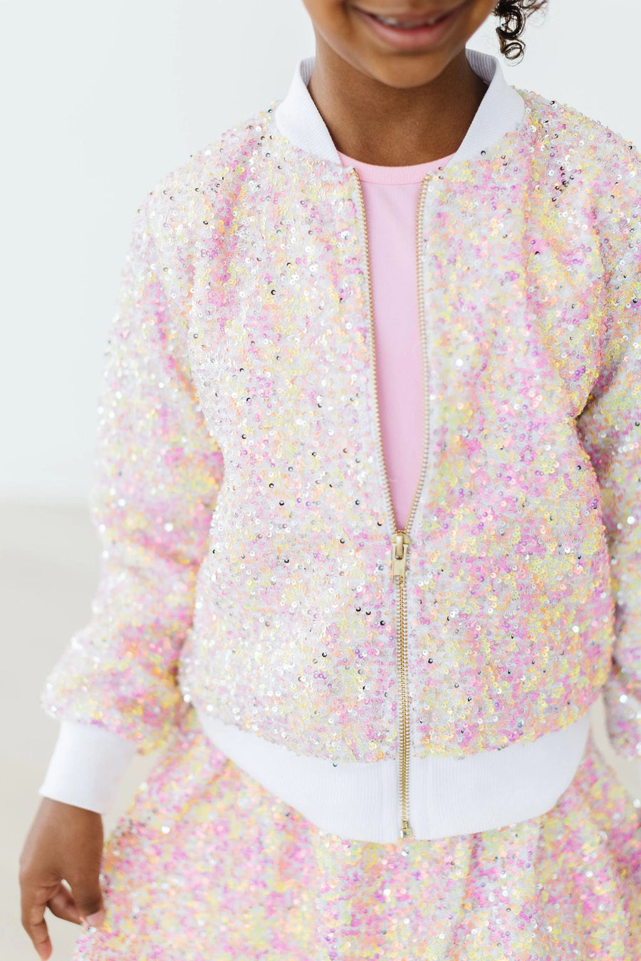 MILA + ROSE SASSY IN SEQUINS GIRLS BOMBER JACKET | SPRING RAINBOW