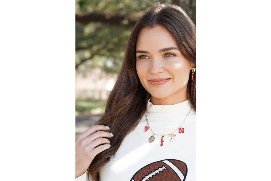 (PRE-ORDER) NEBRASKA HUSKERS PAPER CLIP CHARM NECKLACE