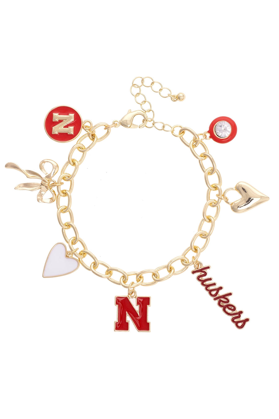 (PRE-ORDER) NEBRASKA HUSKERS ENAMEL ICONS CHARM BRACELET