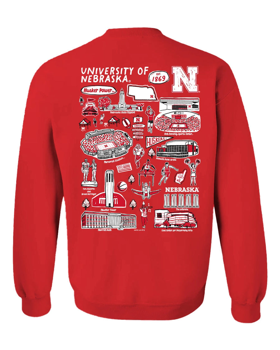 (PRE-ORDER) NCAA HAND SKETCHED WOMEN'S SWEATSHIRT | NEBRASKA, IOWA, IOWA STATE
