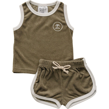 MEBIE BABY Palm Tree Terry Cloth Short Set (COLLECTIVE)