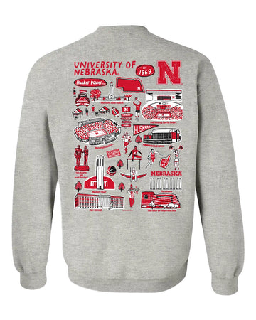 (PRE-ORDER) NCAA HAND SKETCHED WOMEN'S SWEATSHIRT | NEBRASKA, IOWA, IOWA STATE