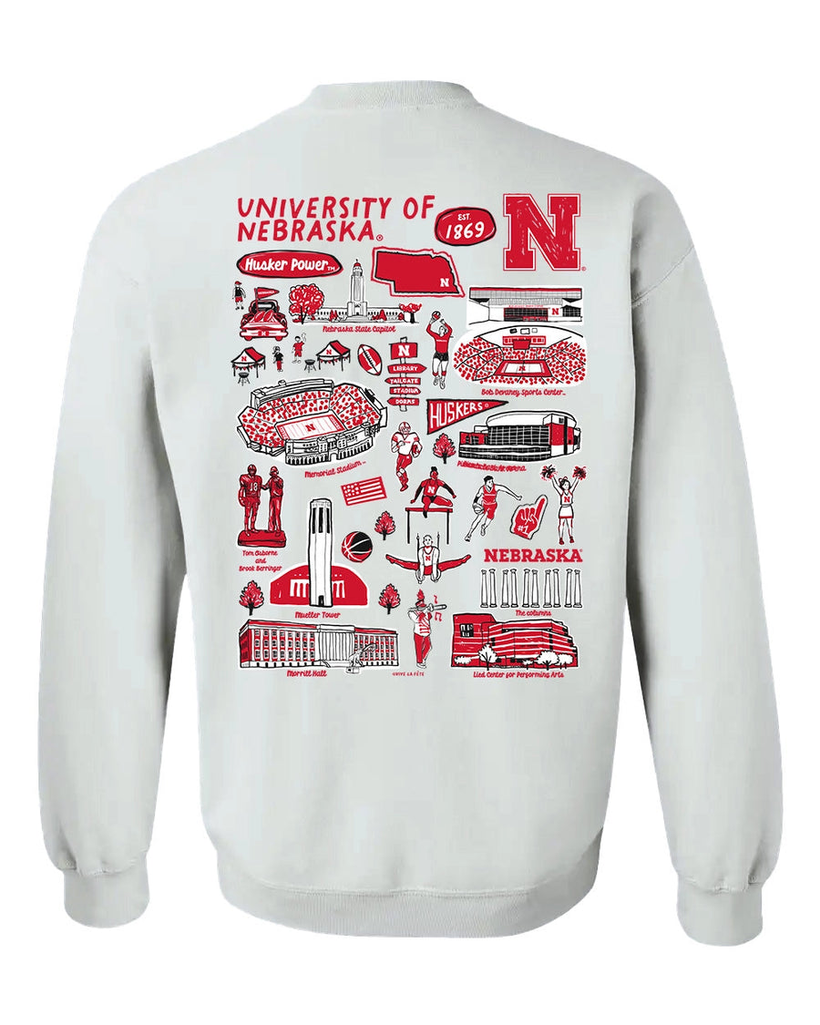 (PRE-ORDER) NCAA HAND SKETCHED WOMEN'S SWEATSHIRT | NEBRASKA, IOWA, IOWA STATE