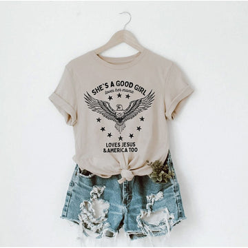 THE OC SHE'S A GOOD GIRL MINERAL GRAPHIC TEE | TAN