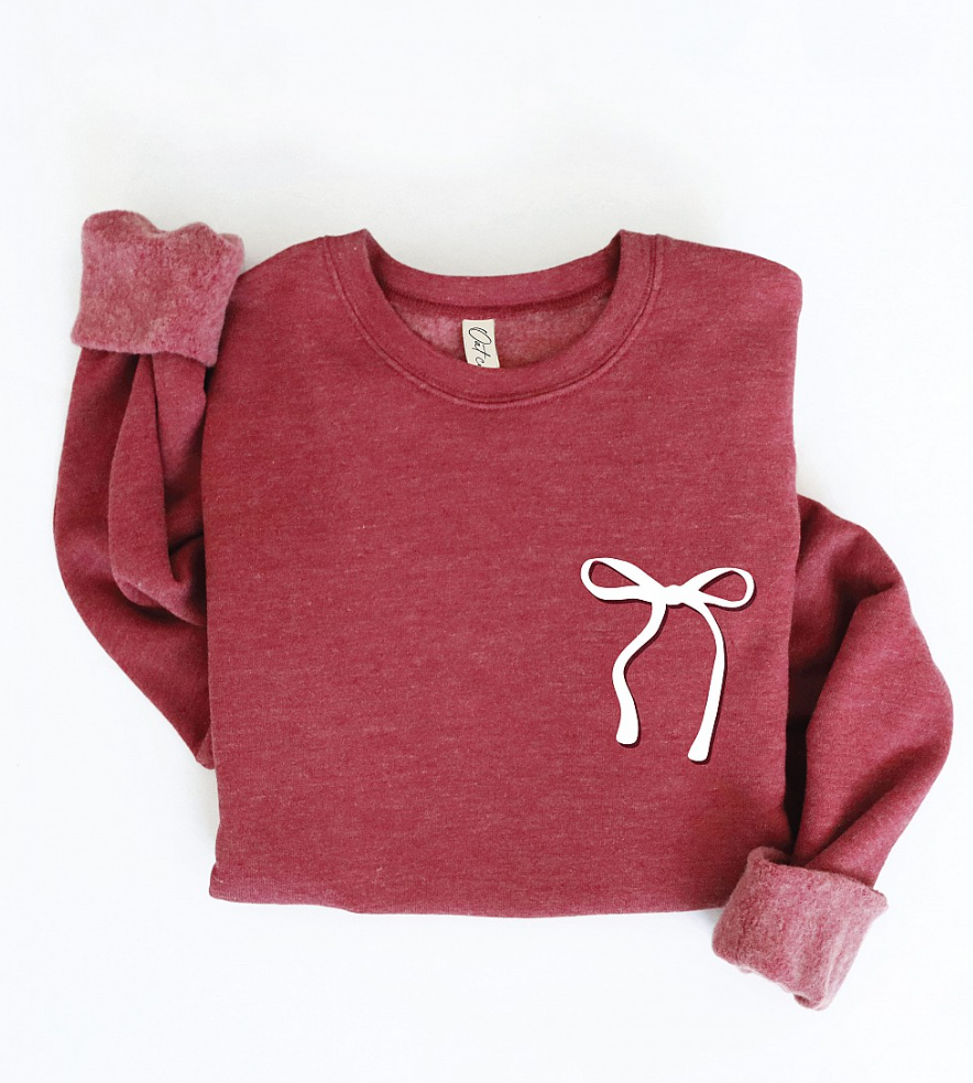 THE OC BOW WOMEN'S PUFF PRINT SWEATSHIRT | MAROON