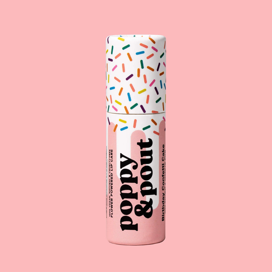 POPPY AND POUT LIP BALM | BIRTHDAY CONFETTI CAKE