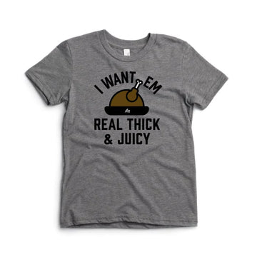 LEDGER I WANT EM REAL THICK + JUICY TEE | HEATHER GRAY